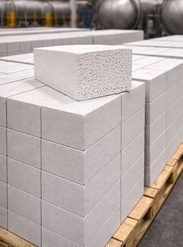 AAC blocks stacked on UAE construction site ready for laying